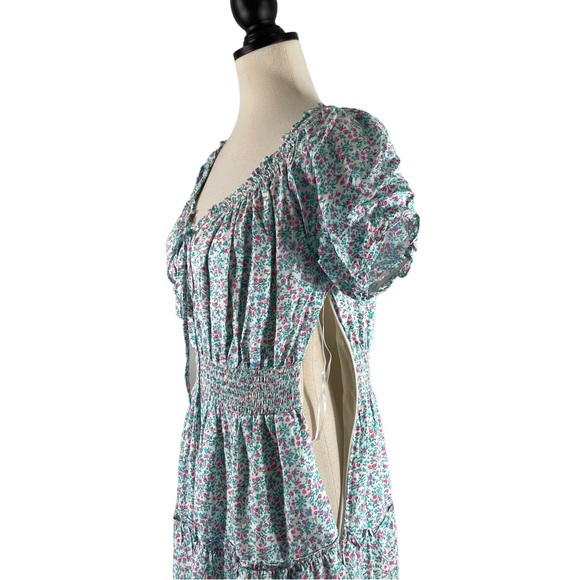 J. Crew Puff Sleeve Midi Dress Prairie Blue Floral Smocked, New w/ Tags, Size 4 - Picture 9 of 15
